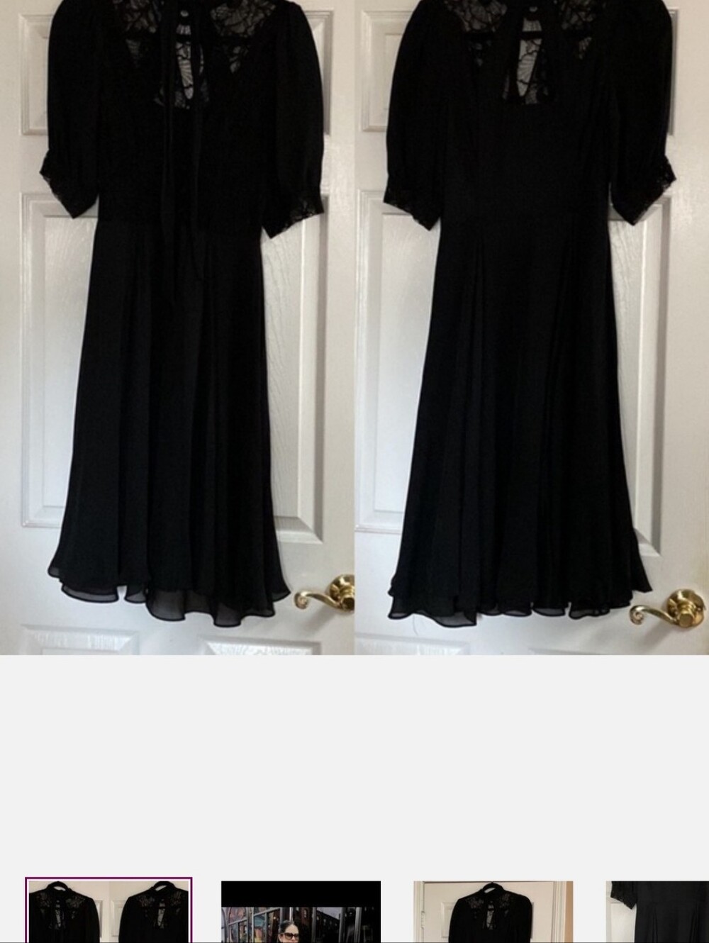 VTG MILLY Of New York Gothic Victorian Black Silk Lace Dress